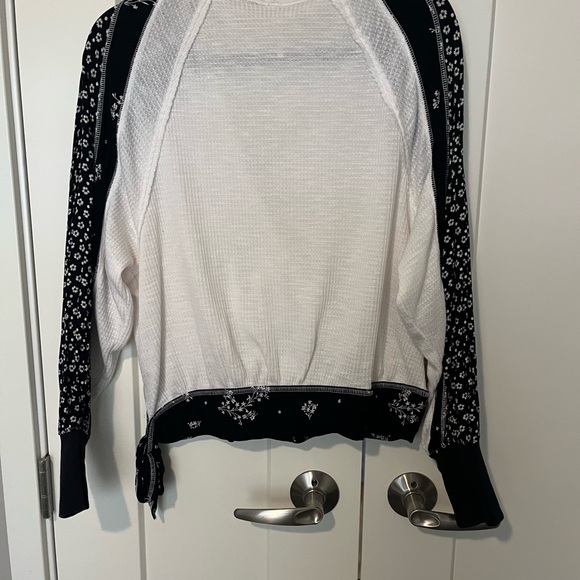 Free People Black and White Wrap Blouse - Picture 3 of 3